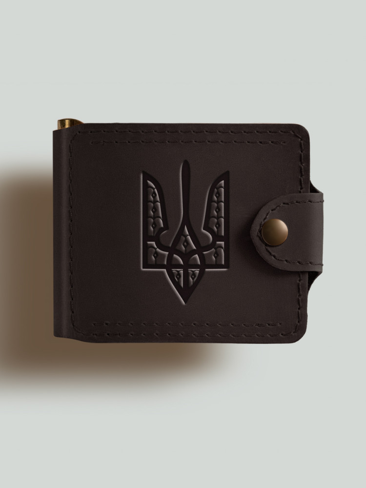 Затиск для банкнот Comfort з монетницею Герб УНР "гострий"