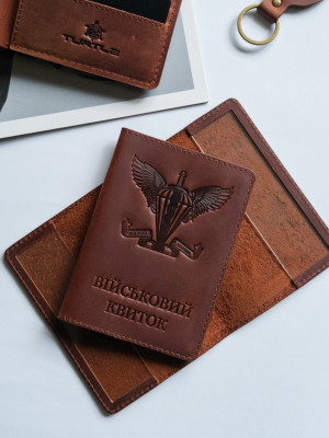 Шкіряна обкладинка для військового квитка ДШВ